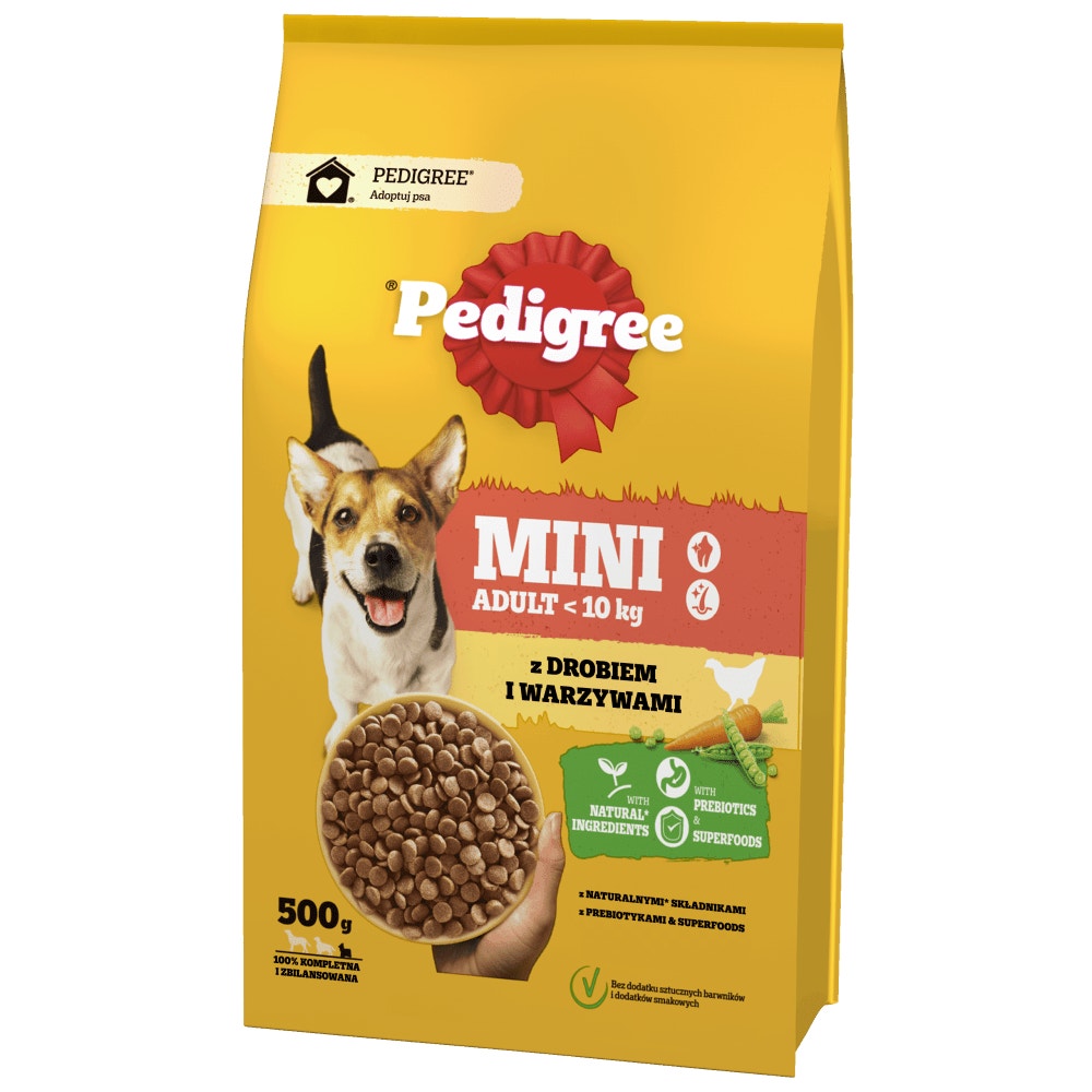 PEDIGREE® Adult z Drobiem i Warzywami, Małe Rasy, 500 g & 2,6 kg