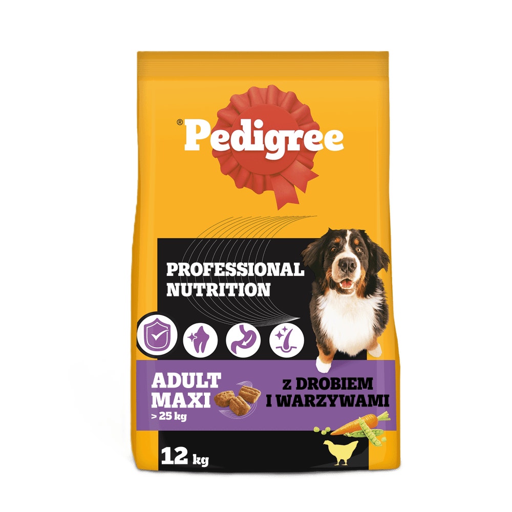 PEDIGREE® Professional Nutrition Adult Maxi z Drobiem i Warzywami, Duże Rasy, 12 kg