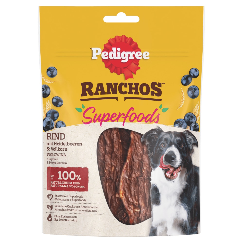 PEDIGREE® Ranchos™ Superfoods z wołowiną, jagodami i pełnym ziarnem, 70g